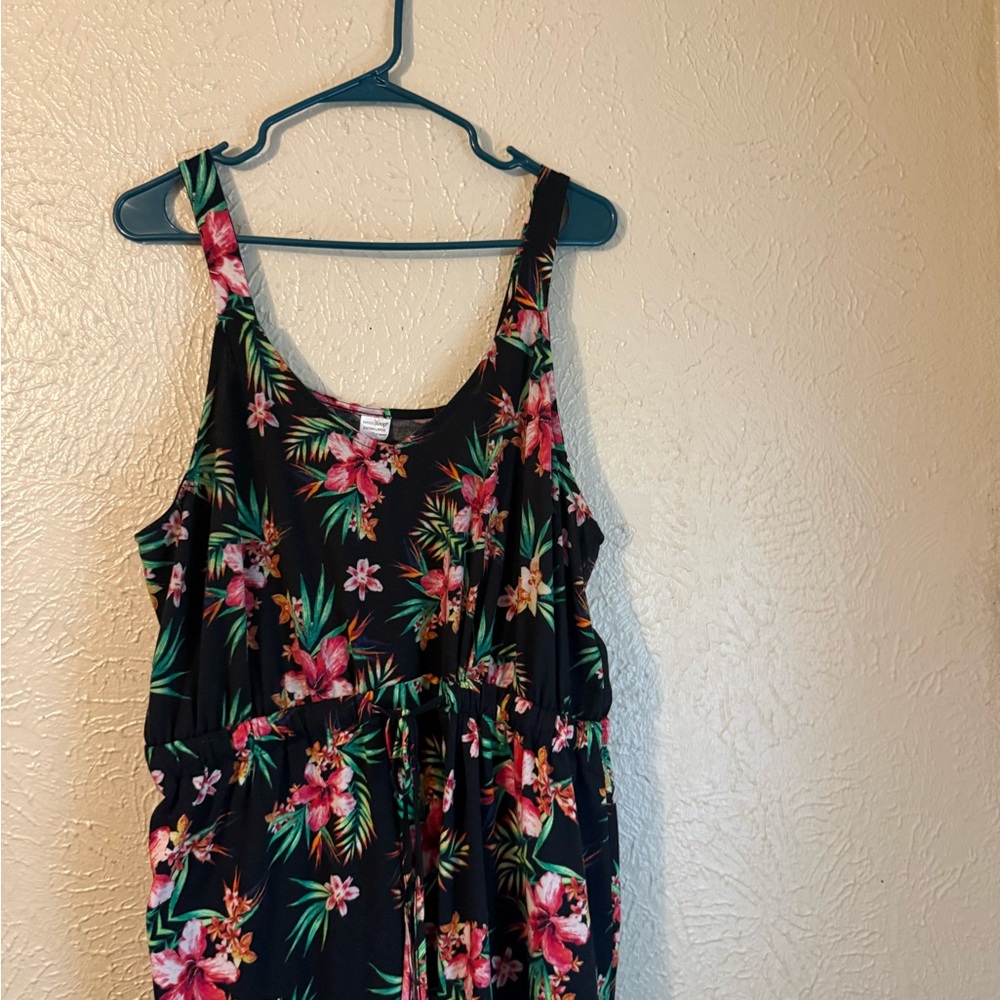 West loop black tropical floral dress XL